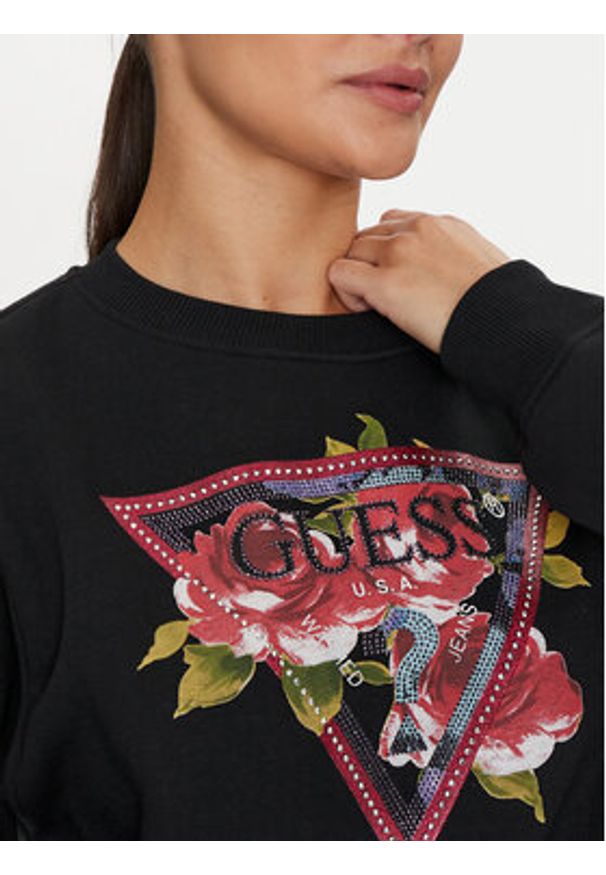 Guess Bluza W4YQ26 K9Z21 Czarny Regular Fit. Kolor: czarny. Materiał: bawełna, syntetyk