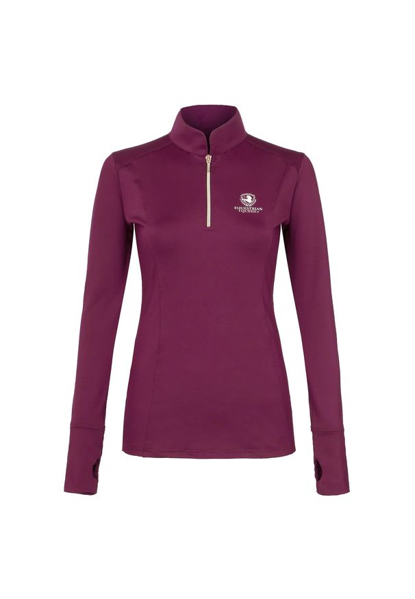 Koszulka jeździecka damska EQUESTRIAN QUEEN Bailey z długim rękawem. Kolor: czerwony. Materiał: materiał. Długość rękawa: długi rękaw. Długość: długie