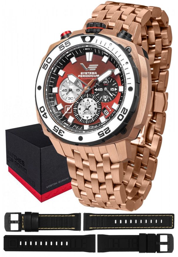 Zegarek męski Vostok Europe VK67-650E724B różowe złoto. Kolor: złoty, wielokolorowy, różowy
