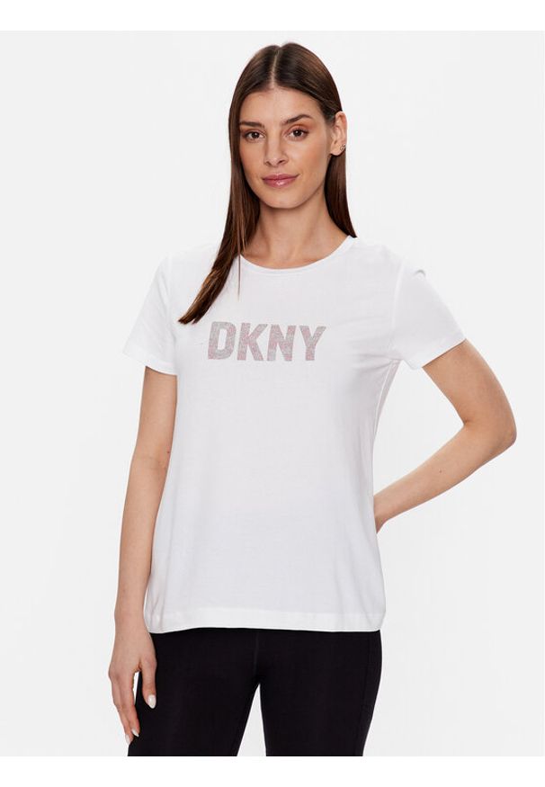 DKNY T-Shirt P9BH9AHQ Biały Regular Fit. Kolor: biały. Materiał: bawełna