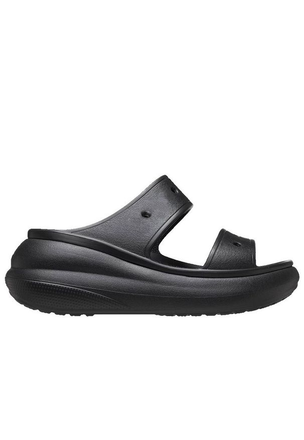 Klapki Crocs Crush Sandal 207670-001 - czarne. Kolor: czarny. Materiał: materiał. Sezon: lato. Obcas: na platformie