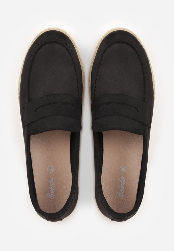 Born2be - Czarne Mokasyny Ozdobione Plecionką Fennata. Kolor: czarny. Wzór: aplikacja. Styl: boho, klasyczny