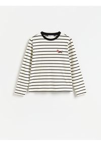 Reserved - Longsleeve w paski z haftem - wielobarwny. Materiał: bawełna, dzianina. Długość rękawa: długi rękaw. Wzór: haft, paski #1