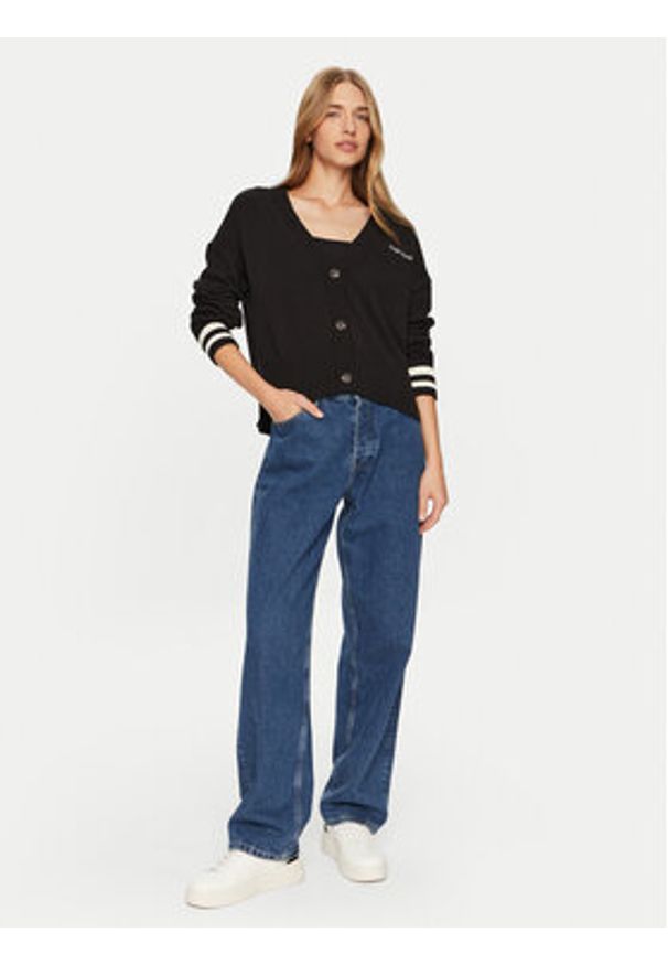 Guess Jeans Kardigan W4BR81 Z3HM1 Czarny Regular Fit. Kolor: czarny. Materiał: bawełna