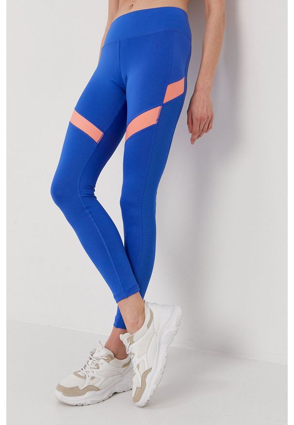 Reebok - Legginsy. Kolor: niebieski. Materiał: skóra