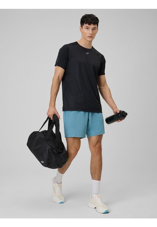 4f - 4F Koszulka treningowa regular szybkoschnąca męska - czarna L. Kolor: czarny. Materiał: skóra, materiał. Sport: fitness