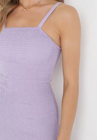 Born2be - Fioletowa Wiskozowa Sukienka Midi o Dopasowanym Fasonie Ilynn. Typ kołnierza: dekolt kwadratowy. Kolor: fioletowy. Materiał: wiskoza. Długość rękawa: na ramiączkach. Długość: midi #3