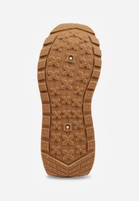 Renee - Beżowe Sznurowane Sneakersy Vices na Platformie z Ozdobnymi Paskami Seliniel. Nosek buta: okrągły. Zapięcie: pasek. Kolor: beżowy. Materiał: jeans. Wzór: paski. Obcas: na platformie #2