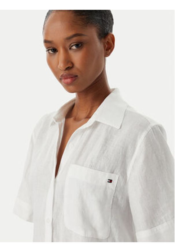 TOMMY HILFIGER - Tommy Hilfiger Koszula WW0WW48925 Biały Relaxed Fit. Kolor: biały. Materiał: len
