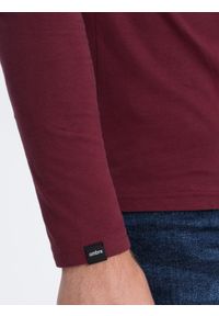 Ombre Clothing - Longsleeve męski z kieszonką - bordowy V2 L156 - XXL. Kolor: czerwony. Materiał: materiał, bawełna. Długość rękawa: długi rękaw. Wzór: aplikacja #5