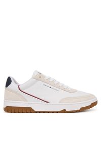 TOMMY HILFIGER - Tommy Hilfiger Sneakersy Th Basket Core Leather Suede Mix FM0FM05881 Biały. Kolor: biały. Materiał: skóra #1