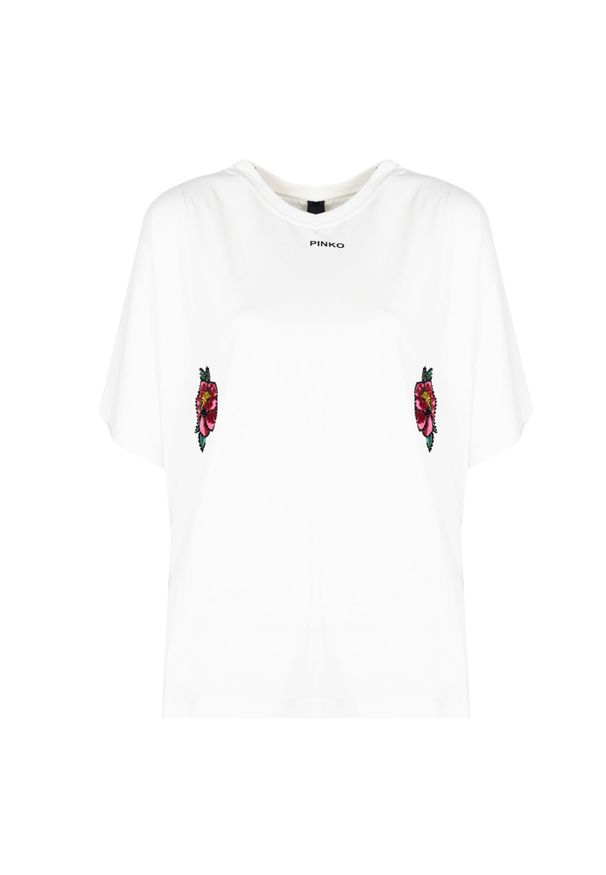 Pinko T-shirt "Toccante" | 101214 A0VI | Kobieta | Biały. Okazja: na co dzień. Kolor: biały. Materiał: bawełna. Wzór: kwiaty, jednolity. Styl: elegancki, casual