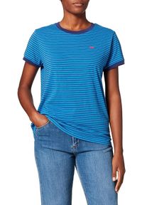 Lee - LEE STRIPE TEE RELAXED FIT DAMSKI T-SHIRT KOSZULKA LOGO DIPPED BLUE L43LAYLA 112109672 #1