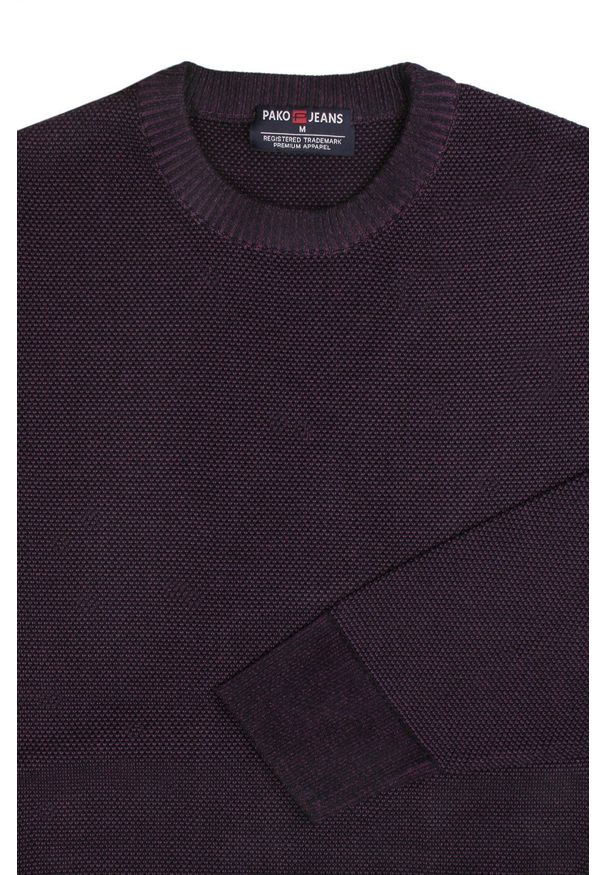 Męski Sweter Pako Jeans - Wełniany - Śliwkowy Melanż. Materiał: akryl, wełna. Wzór: melanż. Styl: klasyczny, elegancki