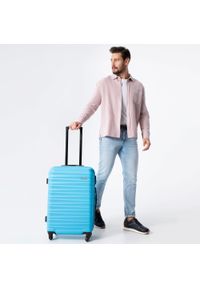 Wittchen - Średnia walizka z ABS-u z żebrowaniem niebieska. Kolor: niebieski. Materiał: guma #8