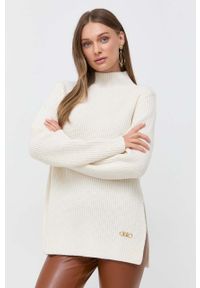 MICHAEL Michael Kors sweter wełniany damski kolor beżowy ciepły z półgolfem. Kolor: beżowy. Materiał: wełna. Długość rękawa: długi rękaw. Długość: długie #4