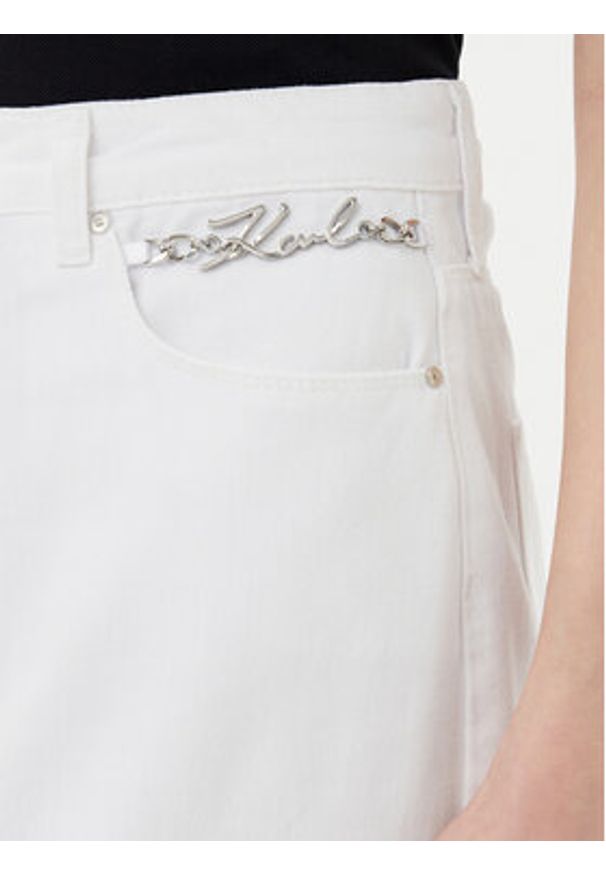 Karl Lagerfeld - KARL LAGERFELD Spódnica jeansowa A2W12020 Biały Regular Fit. Kolor: biały. Materiał: bawełna