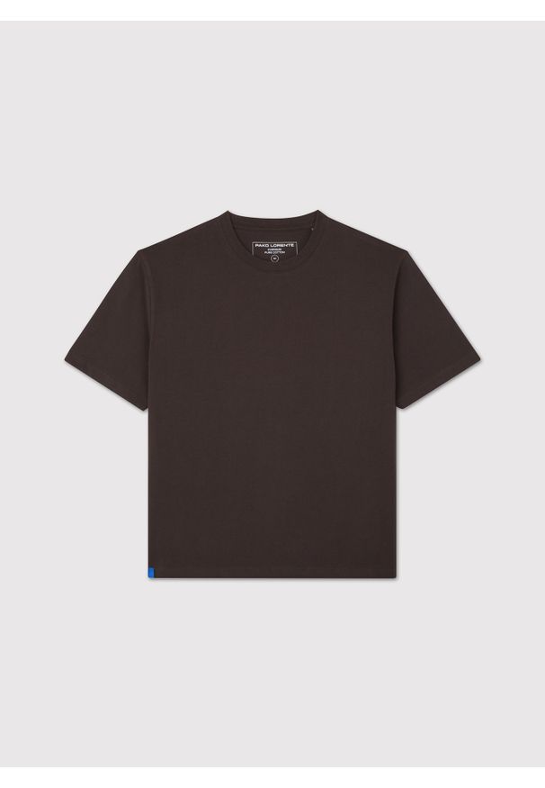 Pako Lorente - PAKO LORENTE - Brązowy t-shirt oversize. Okazja: na co dzień. Kolor: biały, brązowy, czarny. Materiał: bawełna. Styl: casual