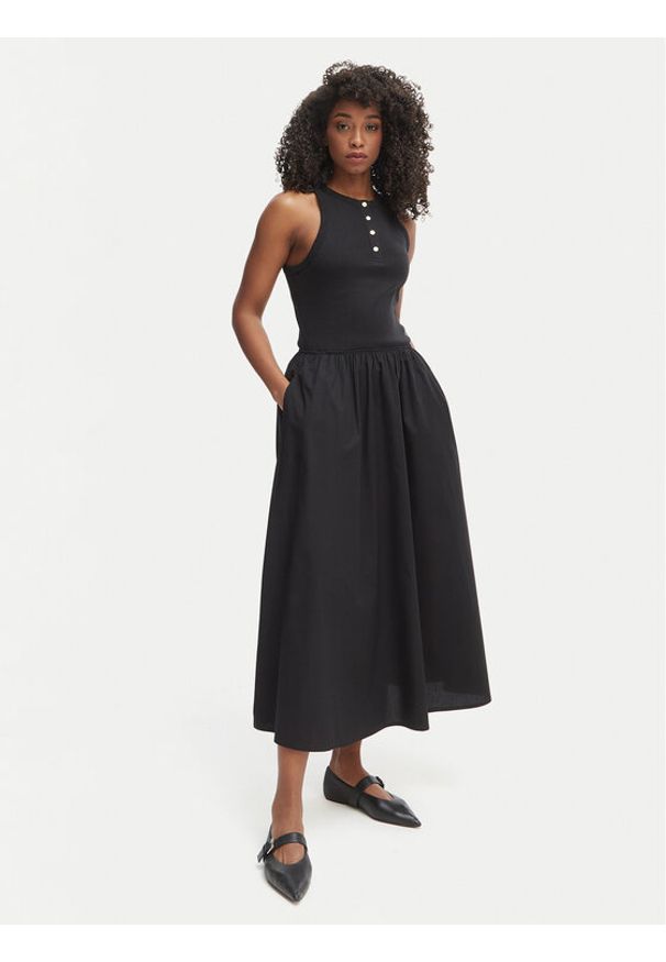 TOMMY HILFIGER - Tommy Hilfiger Sukienka codzienna WW0WW49628 Czarny Regular Fit. Okazja: na co dzień. Kolor: czarny. Materiał: bawełna. Typ sukienki: proste. Styl: casual