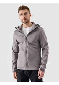 4f - 4F Kurtka softshell wiatroodporna membrana 5 000 męska - szara XL. Typ kołnierza: kaptur, kołnierzyk stójkowy. Kolor: szary. Materiał: softshell. Technologia: Windstopper. Sezon: zima. Sport: wspinaczka