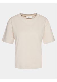 Gina Tricot T-Shirt Basic 10469 Beżowy Regular Fit. Kolor: beżowy. Materiał: bawełna