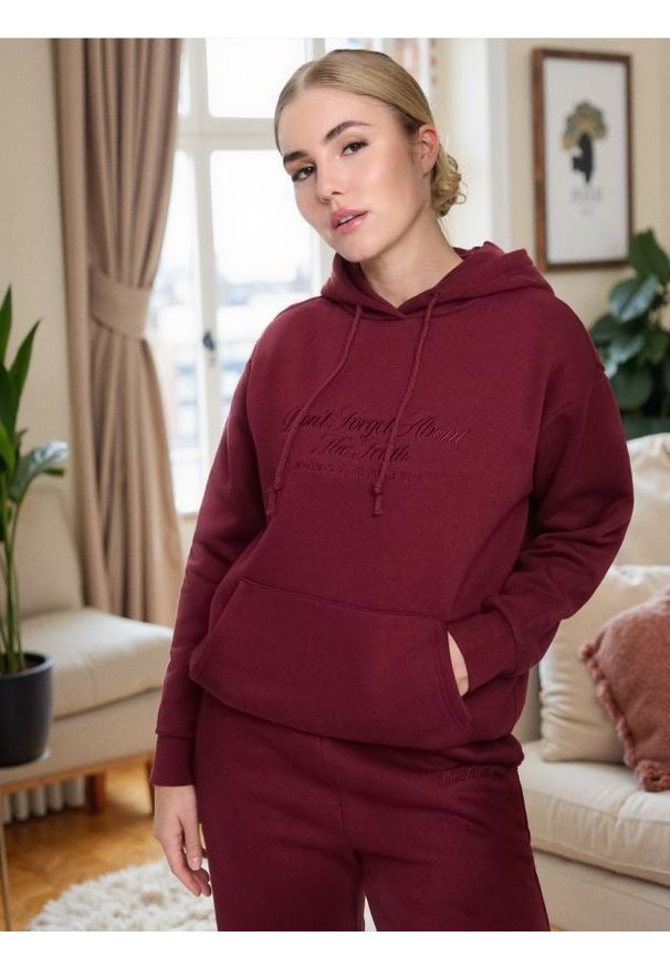 Sinsay - Bluza z kapturem i haftem - fioletowy. Typ kołnierza: kaptur. Kolor: fioletowy. Wzór: haft