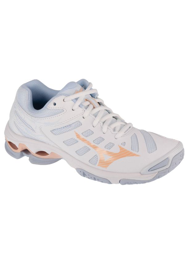 Buty siatkarskie damskie Mizuno V1GC216000. Zapięcie: sznurówki. Kolor: biały. Materiał: syntetyk, materiał. Szerokość cholewki: normalna