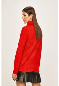 ANSWEAR - Answear - Sweter. Typ kołnierza: golf. Kolor: czerwony. Materiał: dzianina, akryl. Wzór: gładki #5