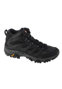 Buty trekkingowe męskie Merrell Moab Thermo Mid WP. Wysokość cholewki: za kostkę. Zapięcie: sznurówki. Kolor: czarny, szary, wielokolorowy. Materiał: tkanina, skóra, materiał, guma. Szerokość cholewki: normalna