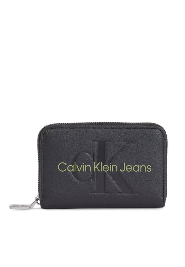 Calvin Klein Jeans Mały Portfel Damski Sculpted Med Zip Around Mono K60K607229 Czarny. Kolor: czarny. Materiał: skóra