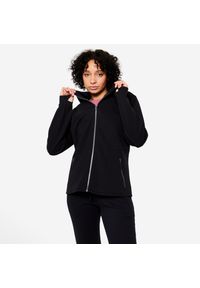DOMYOS - Bluza z kapturem damska Domyos Gym & Pilates. Typ kołnierza: kaptur. Kolor: czarny. Materiał: materiał, poliester, bawełna, elastan, lyocell. Sport: joga i pilates