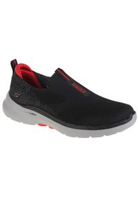 skechers - Buty sportowe Sneakersy męskie, Go Walk 6. Kolor: pomarańczowy, czarny, wielokolorowy. Sport: turystyka piesza