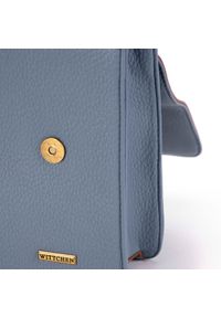 Wittchen - Damska torebka dwukolorowa klasyczna niebiesko-brązowa. Kolor: niebieski, brązowy, wielokolorowy. Wzór: aplikacja, haft. Sezon: zima. Dodatki: z haftem. Materiał: skórzane. Styl: klasyczny #4