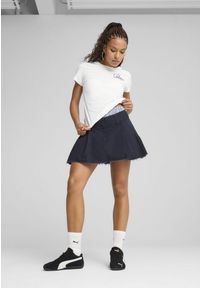Puma - Damska koszulka ESS SCRIPT PUMA White. Kolor: biały. Wzór: haft