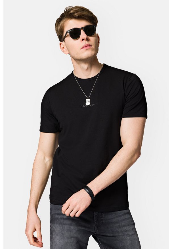 Lancerto - Koszulka Czarna z Bawełną Steph. Kolor: czarny. Materiał: bawełna, elastan