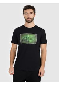 4f - 4F T-shirt regular z nadrukiem męski - czarny XL. Okazja: na co dzień. Kolor: czarny. Materiał: materiał, dzianina, bawełna. Wzór: nadruk. Styl: casual #1