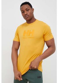 Helly Hansen t-shirt HH LOGO T-SHIRT 33979. Okazja: na co dzień. Kolor: żółty. Materiał: dzianina. Wzór: aplikacja. Styl: casual