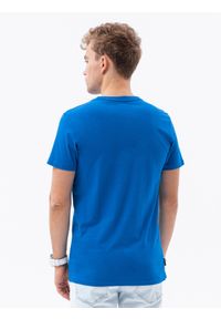 Ombre Clothing - T-shirt męski bawełniany BASIC - niebieski S1224 - XXL. Kolor: niebieski. Materiał: bawełna. Styl: klasyczny #4
