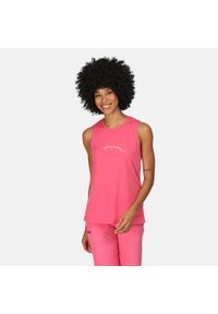 Regatta - Damska koszulka sportowa bez rękawów Freedale II. Kolor: różowy. Długość rękawa: bez rękawów. Wzór: nadruk. Sport: fitness