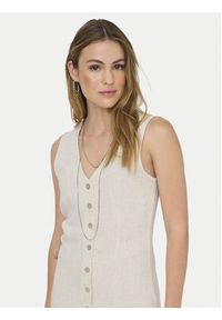 only - ONLY Sukienka codzienna Siesta 15357797 Beżowy jasny Regular Fit. Okazja: na co dzień. Kolor: beżowy. Materiał: wiskoza. Typ sukienki: proste. Styl: casual #2