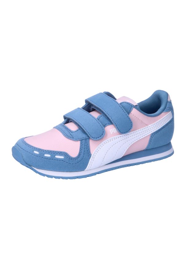 Buty do chodzenia dla dzieci Puma Cabana Racer Sl 20 V Ps. Zapięcie: rzepy. Kolor: biały, różowy, wielokolorowy. Materiał: guma, syntetyk, tkanina, materiał. Szerokość cholewki: normalna. Sport: turystyka piesza