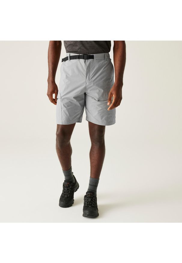 Regatta - Spodenki turystyczne męskie Mallen. Kolor: biały. Materiał: tkanina, poliester. Sport: turystyka piesza