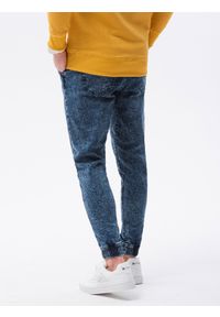 Ombre Clothing - Spodnie męskie jeansowe joggery P1027 - niebieskie - XXL. Kolor: niebieski. Materiał: jeans. Styl: klasyczny