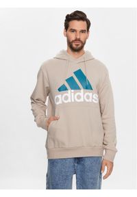 Adidas - adidas Bluza Essentials French Terry Big Logo Hoodie IJ8584 Beżowy Regular Fit. Kolor: beżowy. Materiał: bawełna #1
