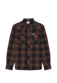 Wrangler - WRANGLER LS WESTERN SHIRT MĘSKA KOSZULA Z DŁUGIM RĘKAWEM W KRATĘ KRATA POTTING SOIL W5566VH44. Długość rękawa: długi rękaw. Długość: długie #5