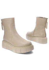 Beżowe Botki Lemar Skórzane Ocieplane Buty Damskie. Kolor: beżowy. Materiał: skóra. Szerokość cholewki: normalna. Wzór: aplikacja. Sezon: jesień, wiosna. Styl: elegancki #6