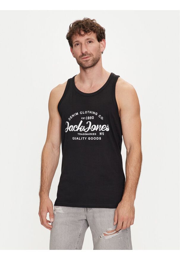 Jack & Jones - Jack&Jones Tank top Jjforest 12248622 Czarny Standard Fit. Kolor: czarny. Materiał: syntetyk, bawełna