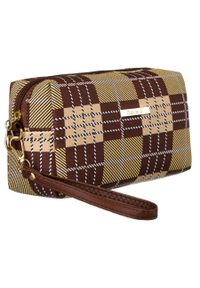 ROVICKY - Kosmetyczka w kratkę Cavaldi KOS-35 brązowa. Kolor: brązowy. Materiał: materiał, syntetyk. Wzór: kratka