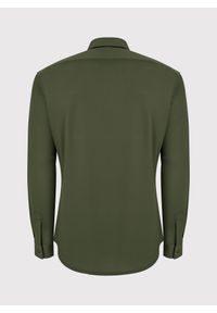Pako Lorente - PAKO LORENTE – Zielona bawełniana koszula męska. Kolor: beżowy, zielony. Materiał: bawełna. Długość rękawa: długi rękaw. Długość: długie. Wzór: gładki #8