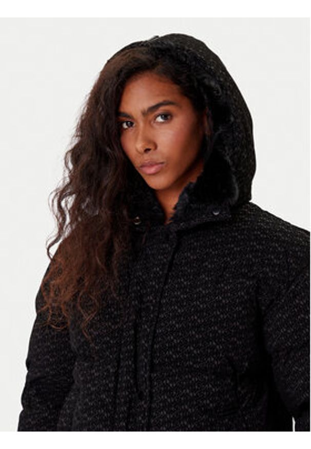 Karl Lagerfeld - KARL LAGERFELD Kurtka zimowa A4W15042 Czarny Regular Fit. Typ kołnierza: dekolt w karo. Kolor: czarny. Materiał: syntetyk. Sezon: zima